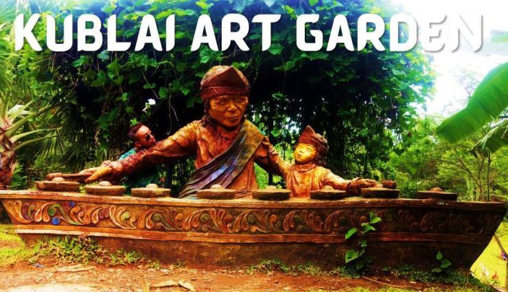 Pose with the sculptures