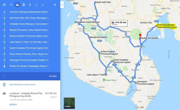 TRAVELMAP Counterclockwise route from Davao City